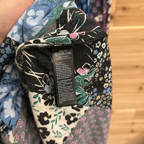 Monsoon Size 8 Bette Patch Print Long Sleeve Button Front Shirt Dress - Picture 15 of 15